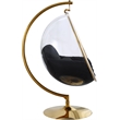 Meridian Furniture Luna Black Fabric Acrylic and Metal Swing Bubble Accent Chair