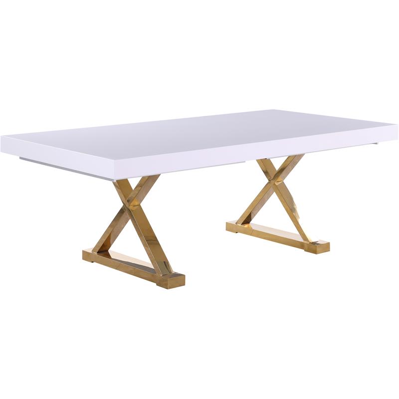 Meridian Furniture Excel White Lacquer Top Extendable 2 Leaf Dining Table