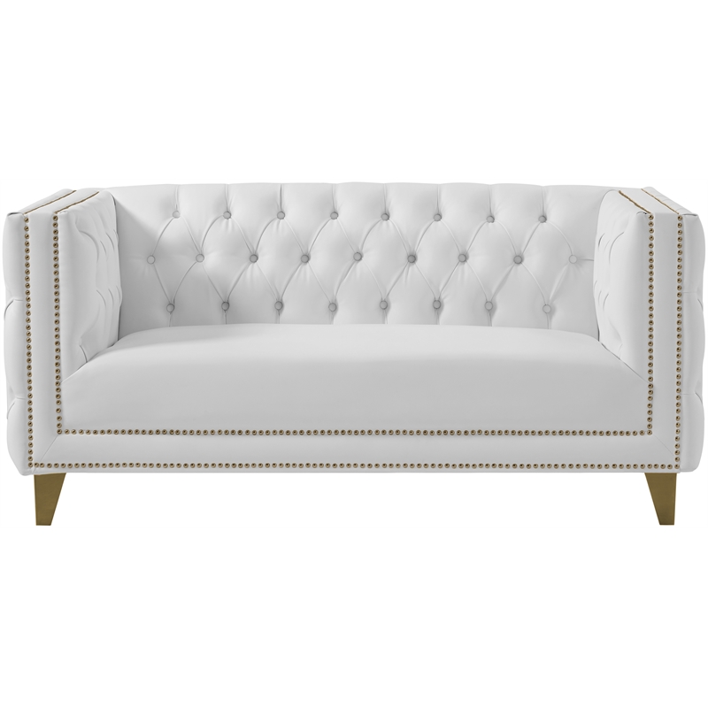 Meridian Furniture Michelle White Vegan Leather Loveseat