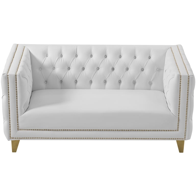 Meridian Furniture Michelle White Vegan Leather Loveseat