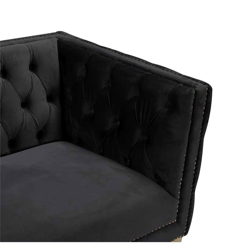 Meridian Furniture Michelle Black Velvet Sofa