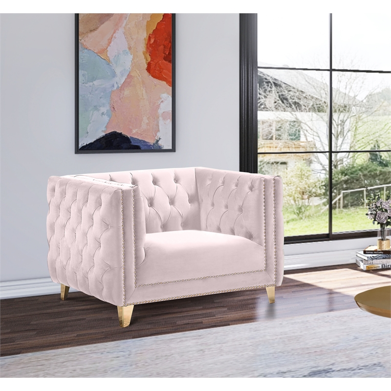 Meridian Furniture Michelle Pink Velvet Chair