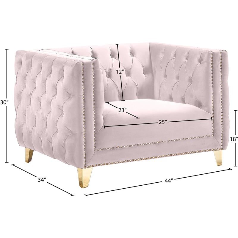 Meridian Furniture Michelle Pink Velvet Chair