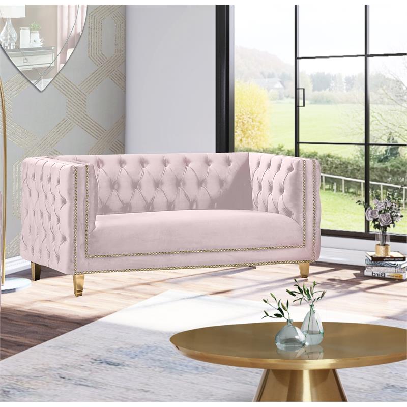 Meridian Furniture Michelle Pink Velvet Loveseat