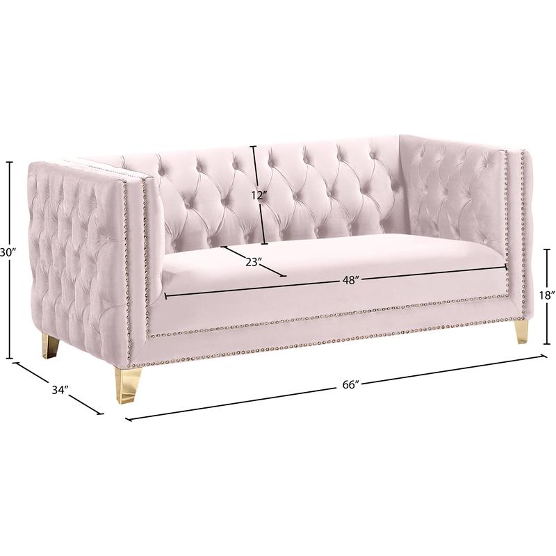 Meridian Furniture Michelle Pink Velvet Loveseat