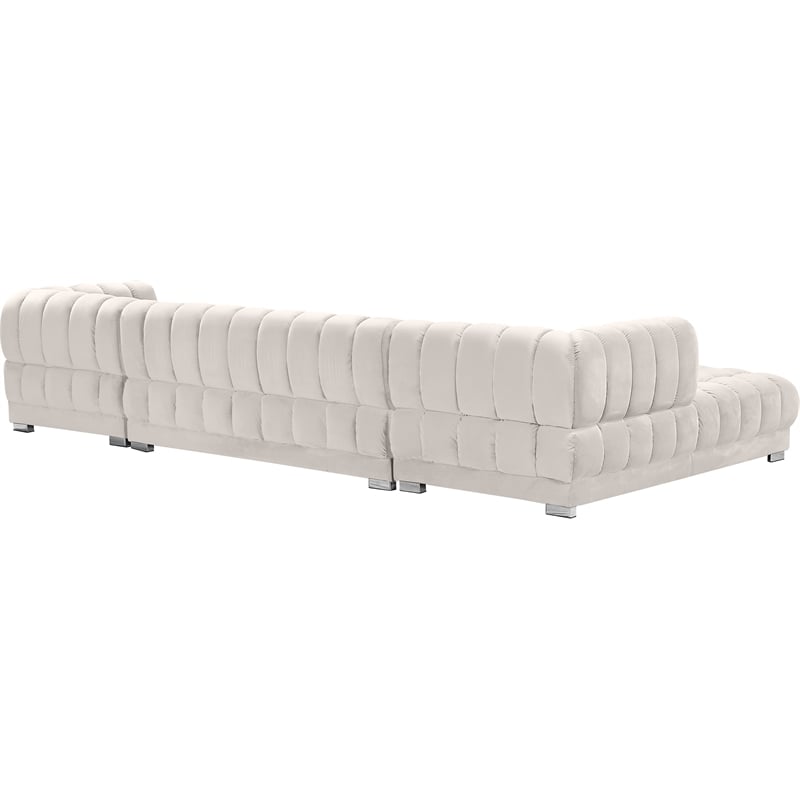 Meridian Furniture Gwen Cream Velvet 3pc. Sectional