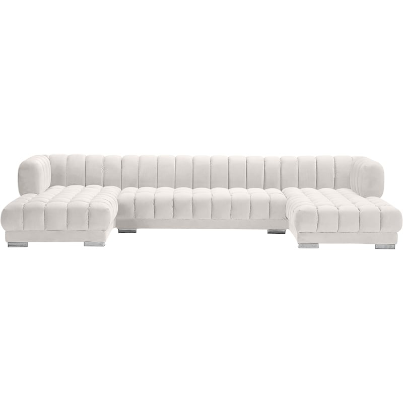 Meridian Furniture Gwen Cream Velvet 3pc. Sectional