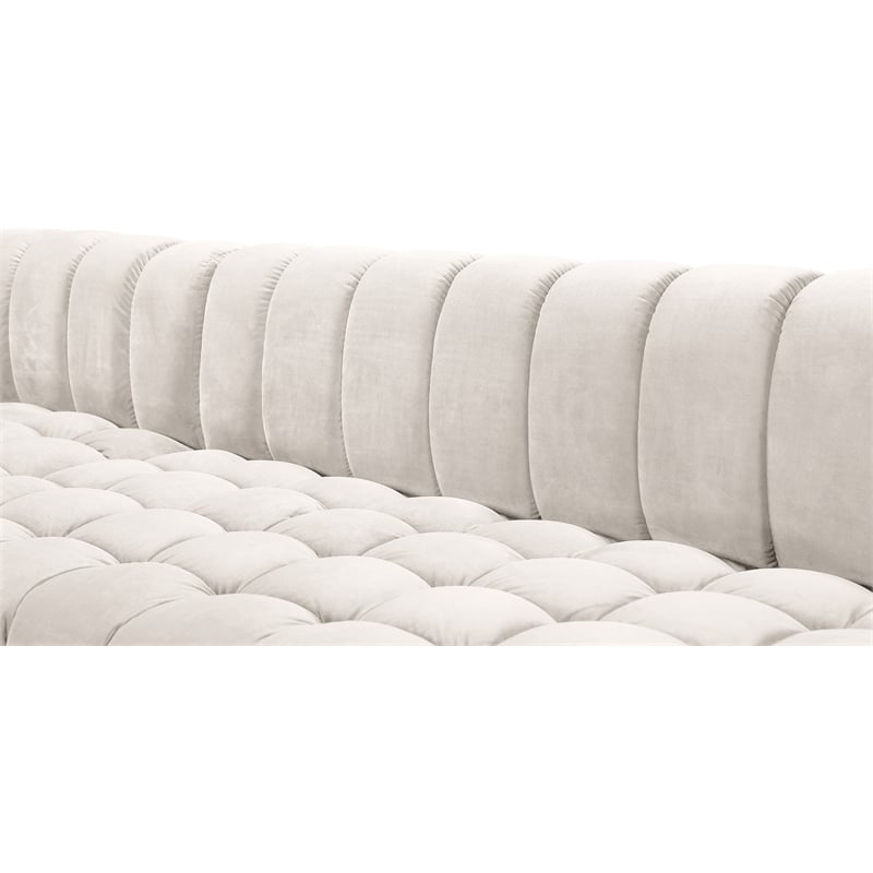 Meridian Furniture Gwen Cream Velvet 3pc. Sectional