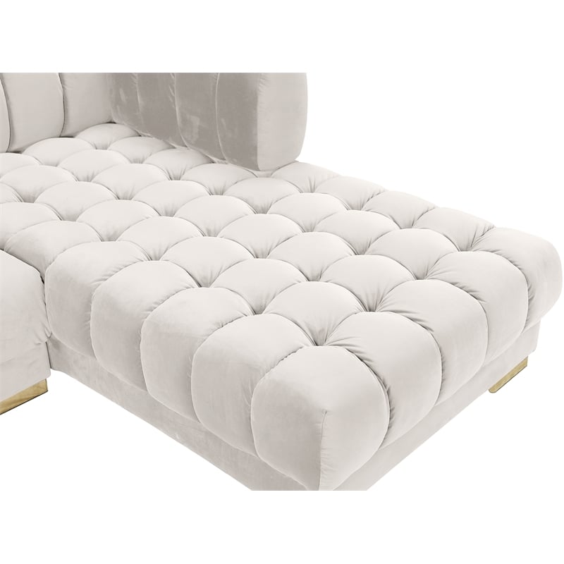 Meridian Furniture Gwen Cream Velvet 3pc. Sectional