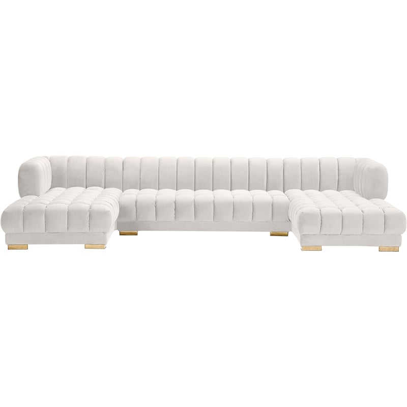 Meridian Furniture Gwen Cream Velvet 3pc. Sectional