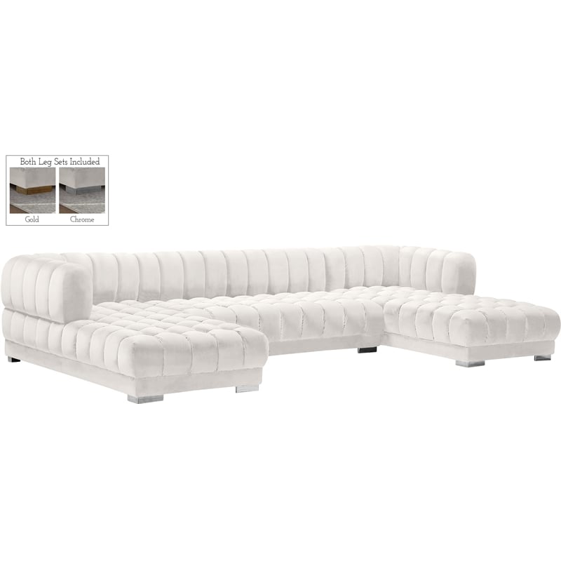 Meridian Furniture Gwen Cream Velvet 3pc. Sectional