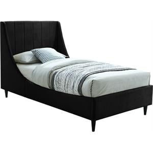 Meridian Furniture Eva Black Velvet Upholstered Twin Bed