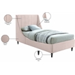 Meridian Furniture Eva Pink Velvet Upholstered Twin Bed