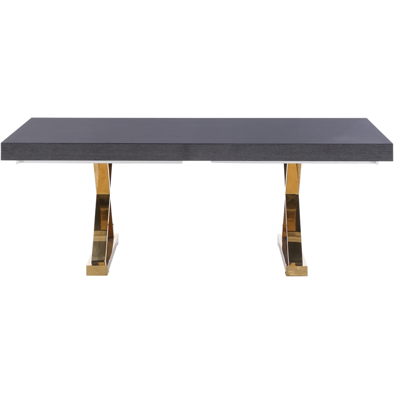 Meridian Furniture Excel Oak Veneer Extendable Dining Table in Gray Lacquer/Gold