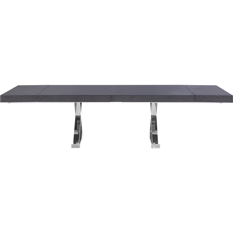 Meridian Furniture Excel Gray Oak Lacquer Top Extendable 2 Leaf Dining Table