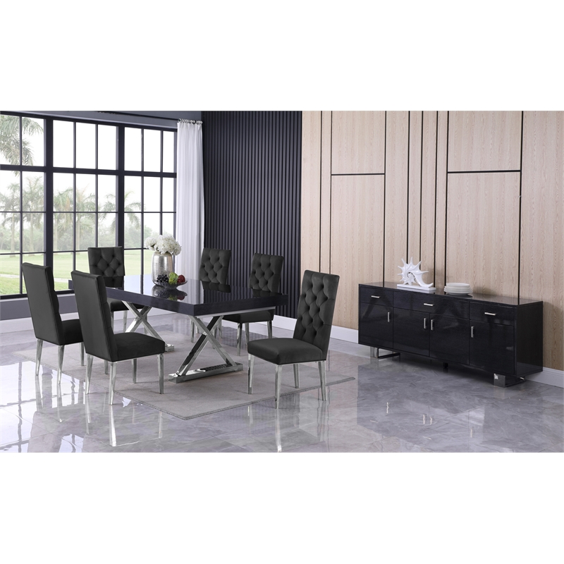 Meridian Furniture Excel Gray Oak Lacquer Top Extendable 2 Leaf Dining Table