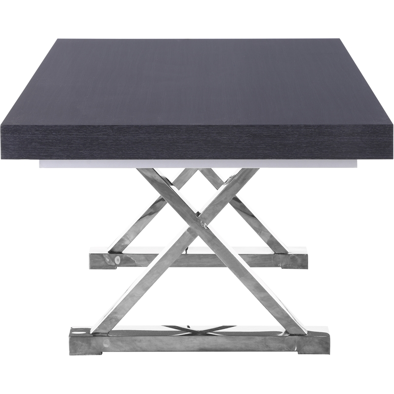 Meridian Furniture Excel Gray Oak Lacquer Top Extendable 2 Leaf Dining Table