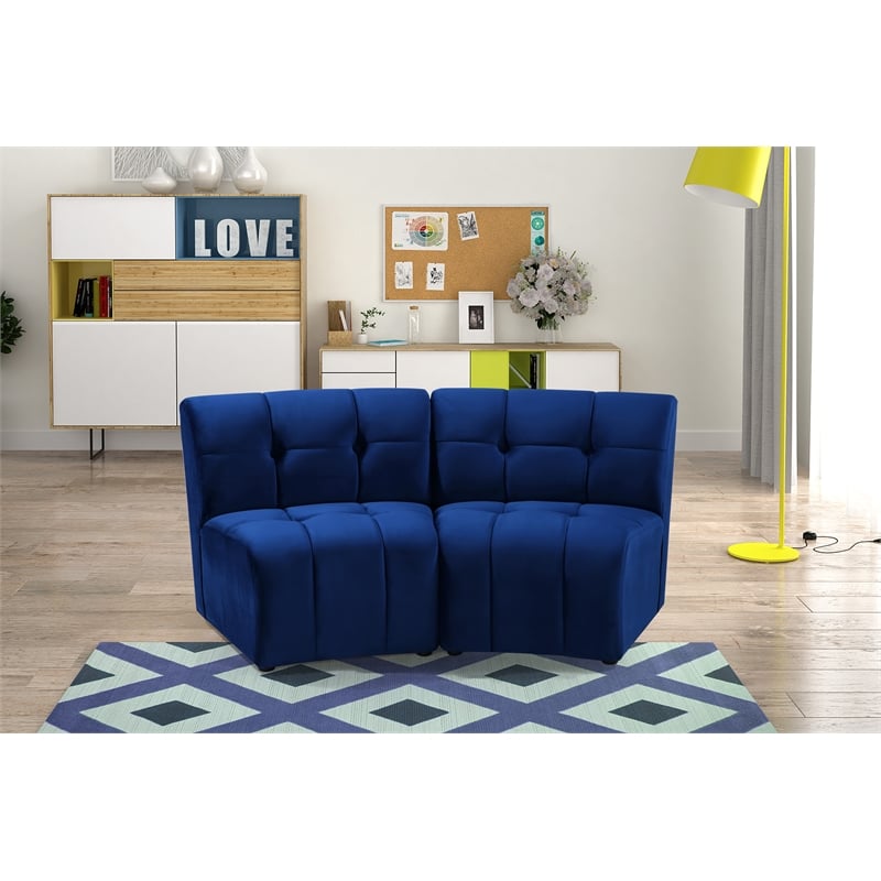 Meridian Furniture Limitless Navy Velvet Modular Loveseat