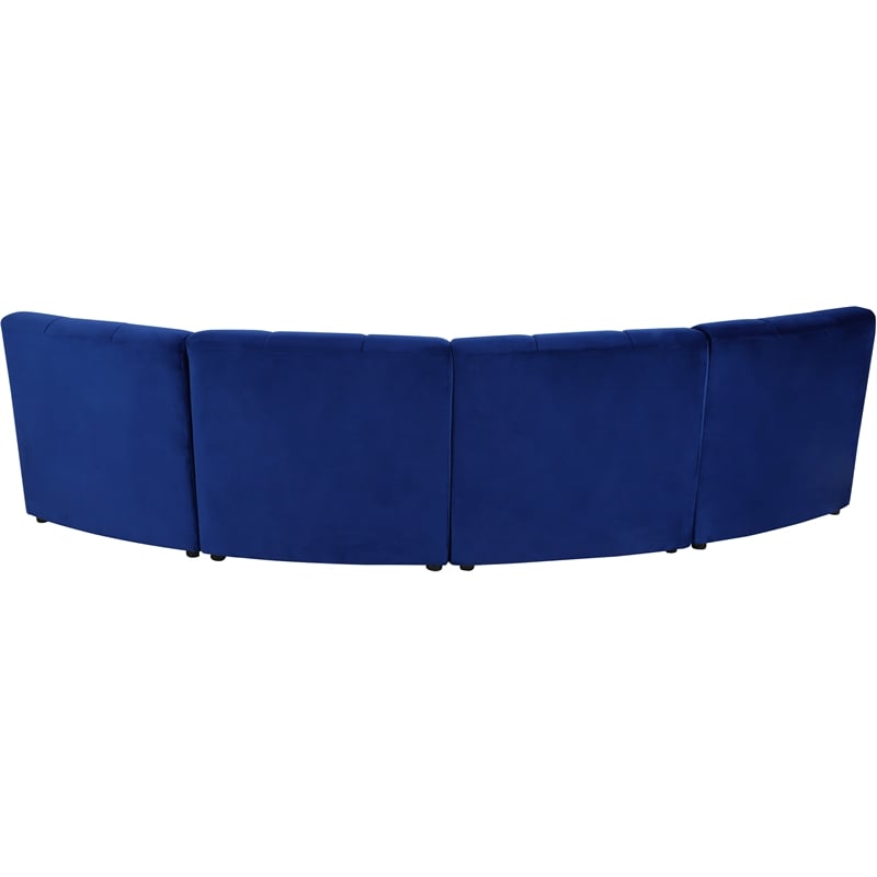 Meridian Furniture Limitless Navy Velvet Modular 4 Piece Sectional