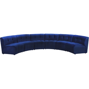 Meridian Furniture Limitless Navy Velvet Modular 6 Piece Sectional