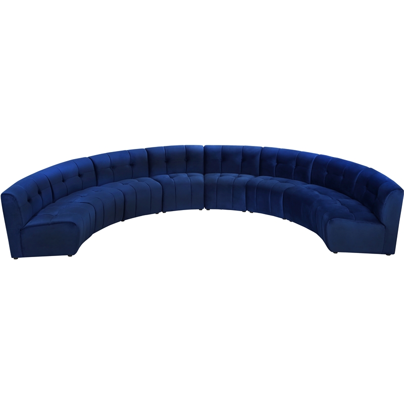 Meridian Furniture Limitless Navy Velvet Modular 8 Piece Sectional