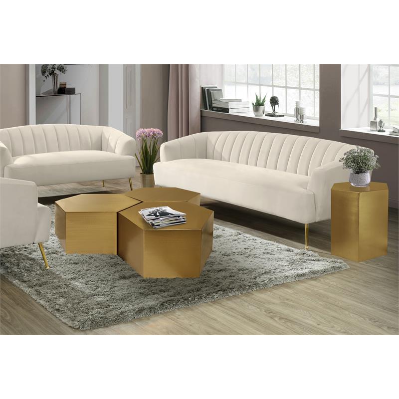 Meridian Furniture Hexagon Brushed Gold 3 Piece Modular Coffee Table
