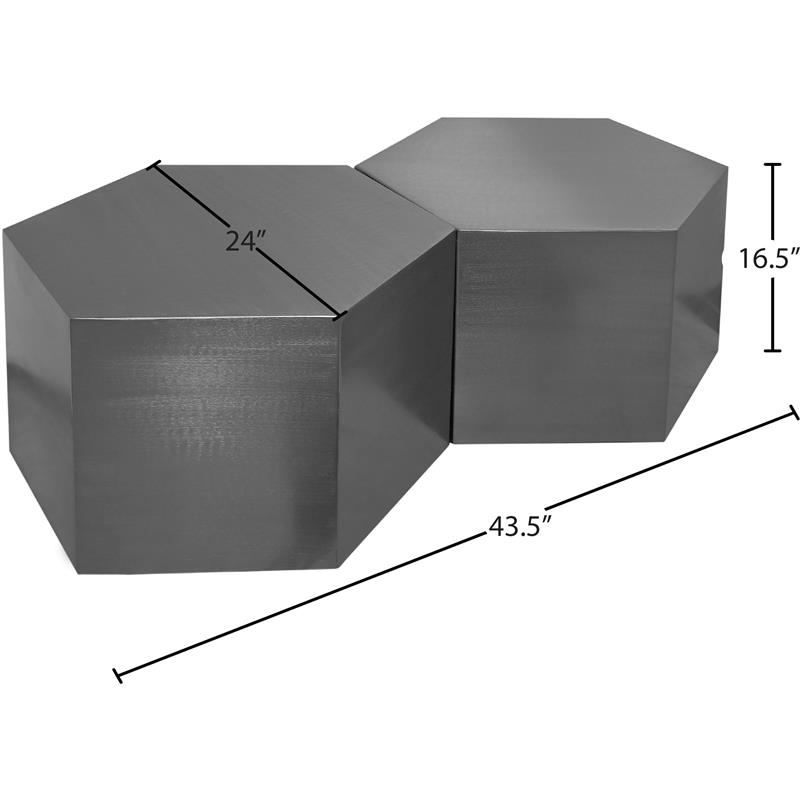 Meridian Furniture Hexagon Brushed Chrome 2 Piece Modular Coffee Table