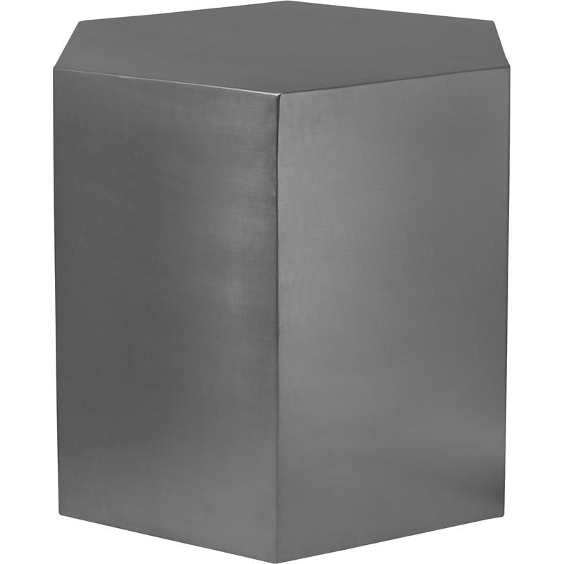 Meridian Furniture Hexagon Brushed Chrome Metal End Table