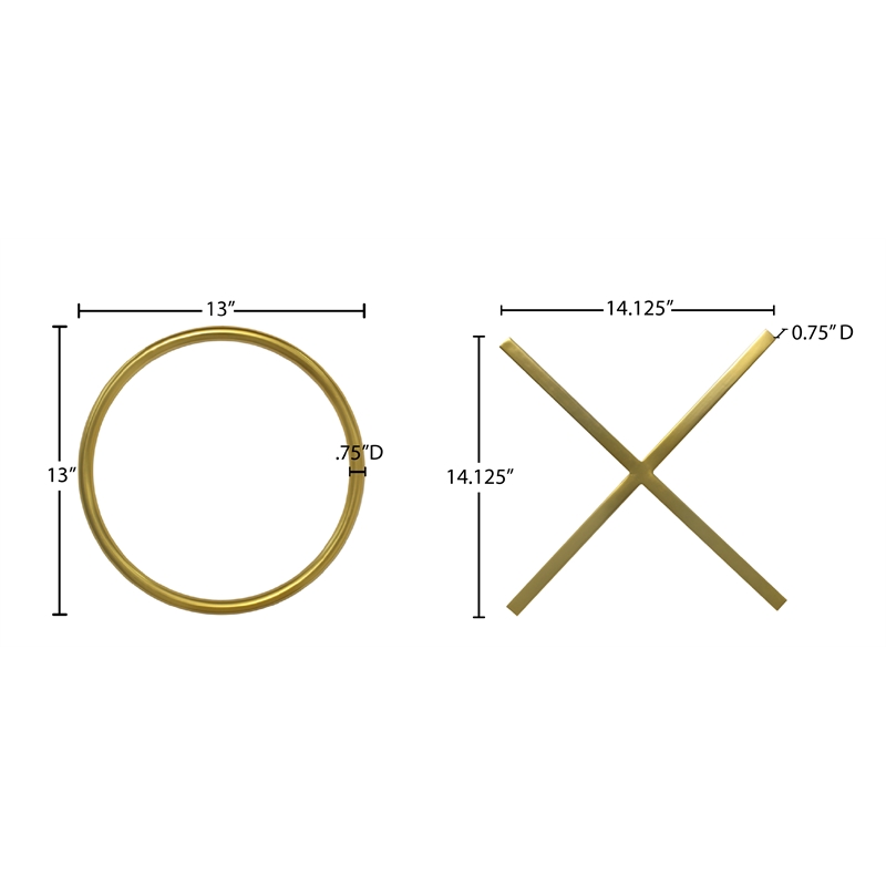 Meridian Furniture XOXO Gold Stainless Steel Contemporary Wall Decor