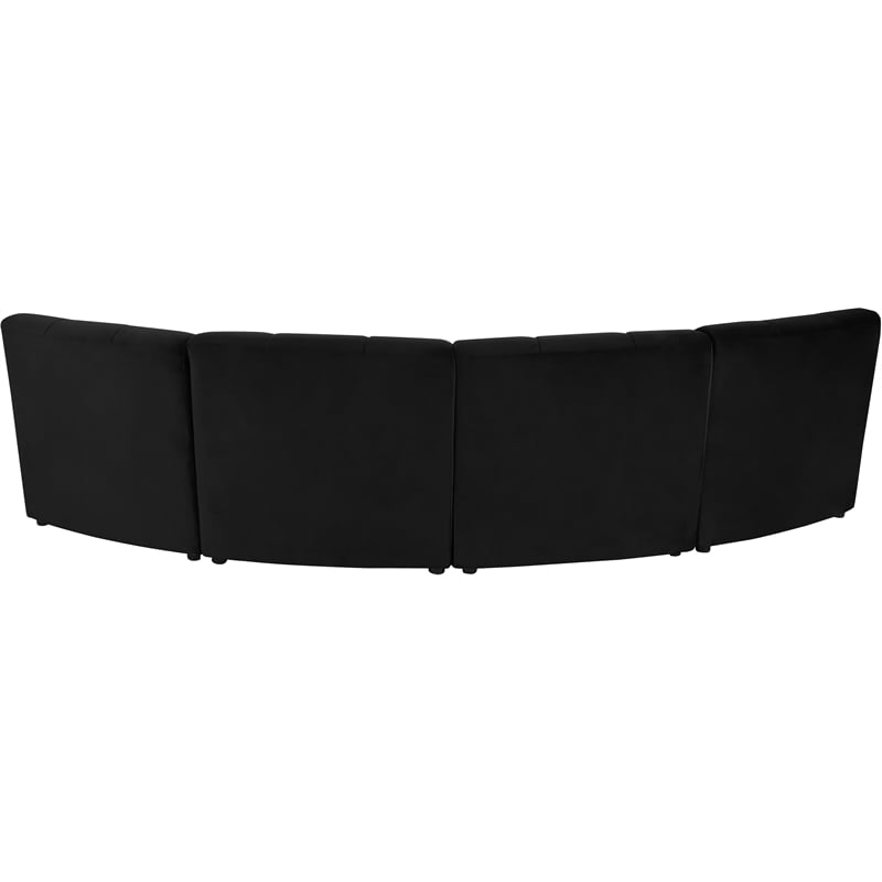Meridian Furniture Limitless Black Velvet Modular 4 Piece Sectional