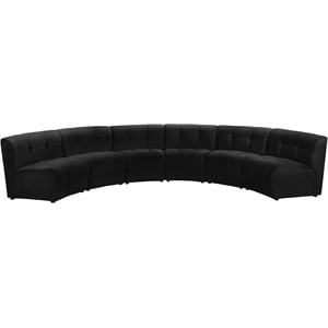Meridian Furniture Limitless Black Velvet Modular 6 Piece Sectional