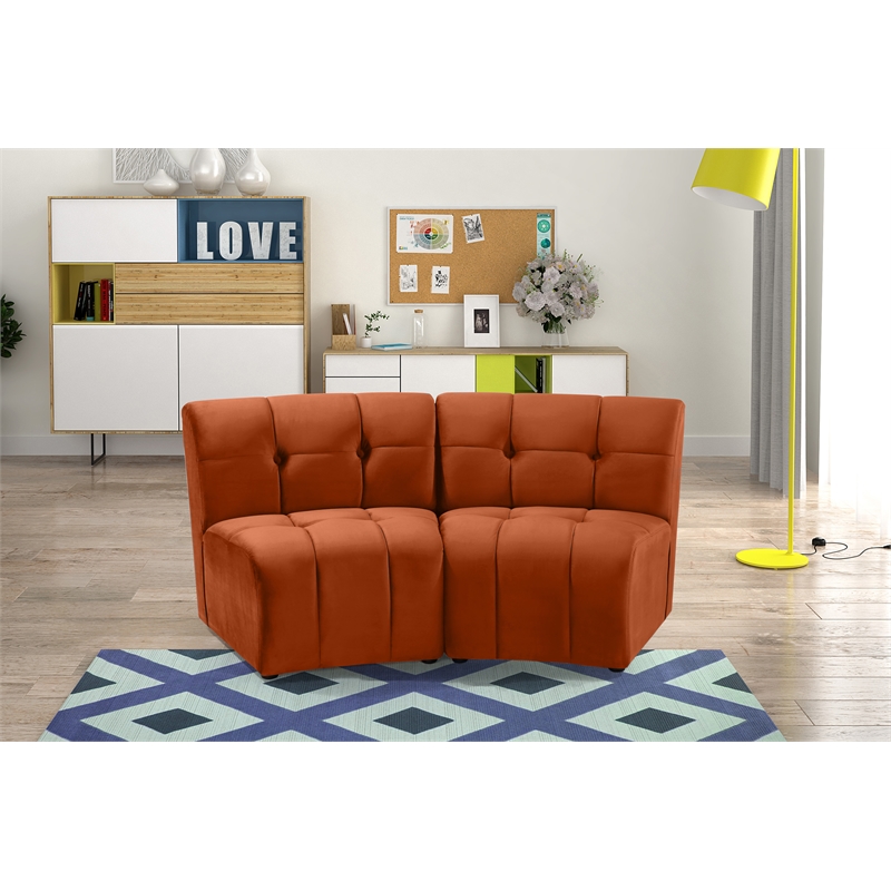 Meridian Furniture Limitless Cognac Velvet Modular Loveseat