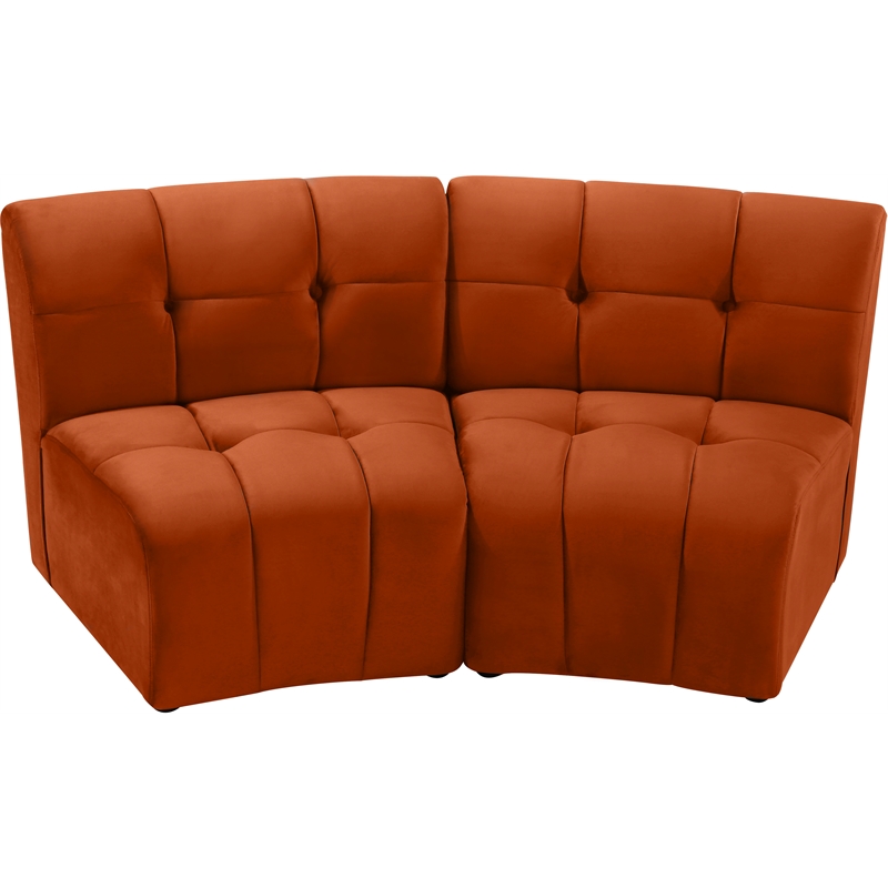 Meridian Furniture Limitless Cognac Velvet Modular Loveseat
