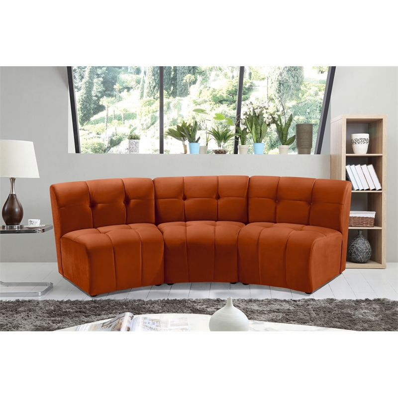 Meridian Furniture Limitless Cognac Velvet Modular Sofa