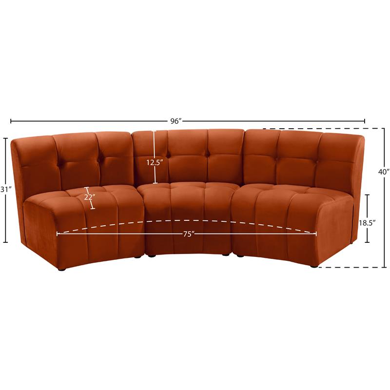 Meridian Furniture Limitless Cognac Velvet Modular Sofa