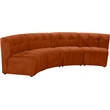 Meridian Furniture Limitless Cognac Velvet Modular 4 Piece Sectional
