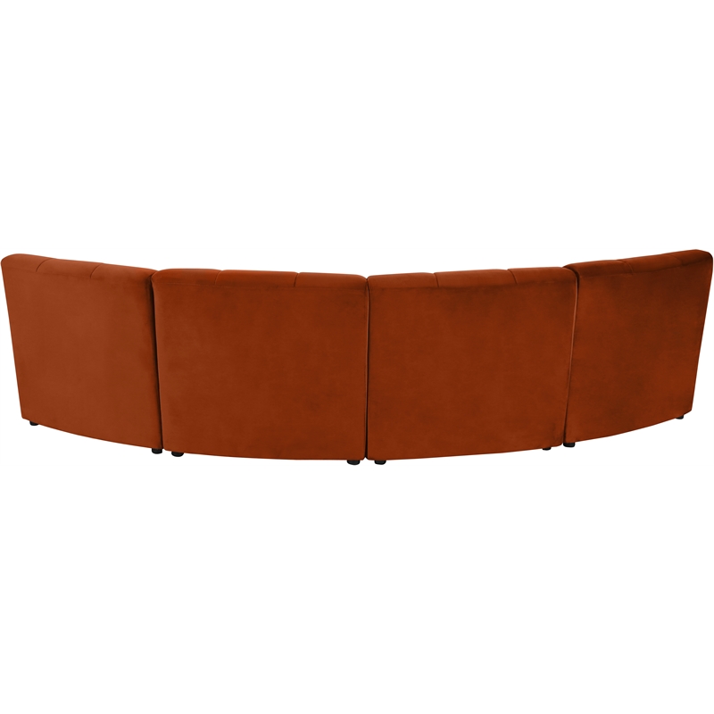 Meridian Furniture Limitless Cognac Velvet Modular 4 Piece Sectional