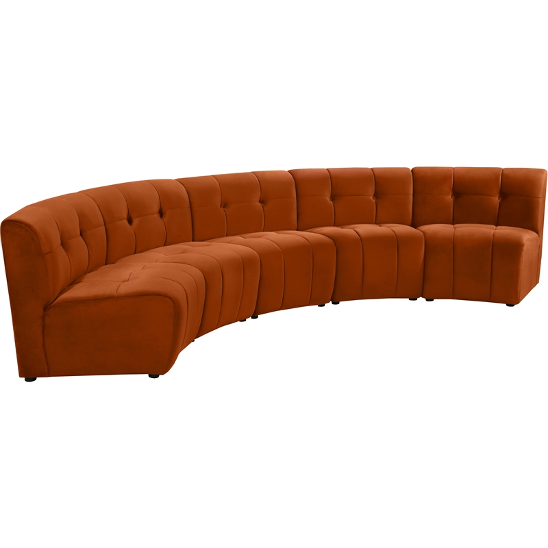 Meridian Furniture Limitless Cognac Velvet Modular 5 Piece Sectional