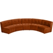 Meridian Furniture Limitless Cognac Velvet Modular 5 Piece Sectional