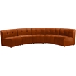 Meridian Furniture Limitless Cognac Velvet Modular 5 Piece Sectional
