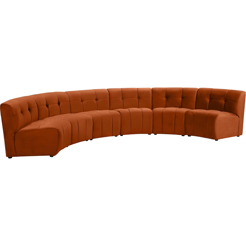 Meridian Furniture Limitless Cognac Velvet Modular 6 Piece Sectional