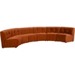 Meridian Furniture Limitless Cognac Velvet Modular 6 Piece Sectional