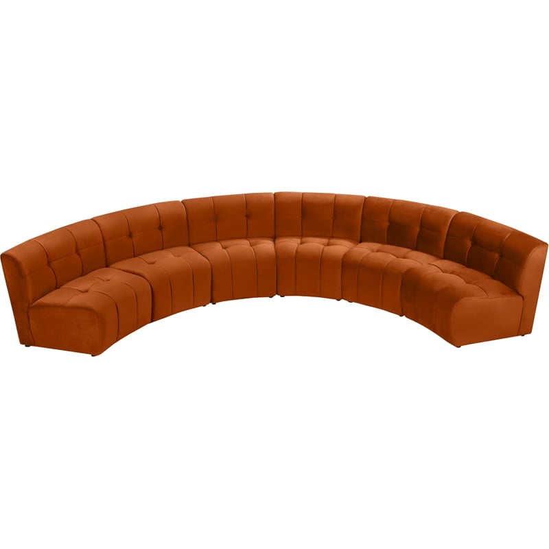 Meridian Furniture Limitless Cognac Velvet Modular 6 Piece Sectional