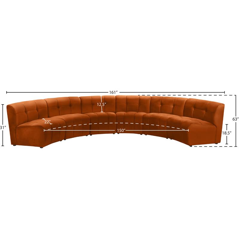 Meridian Furniture Limitless Cognac Velvet Modular 6 Piece Sectional