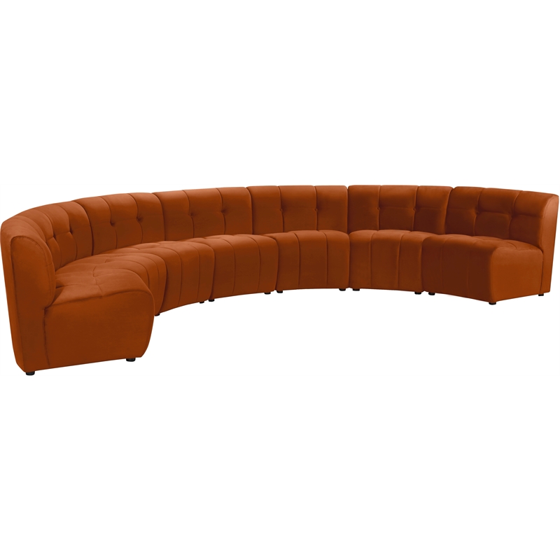 Meridian Furniture Limitless Cognac Velvet Modular 7 Piece Sectional