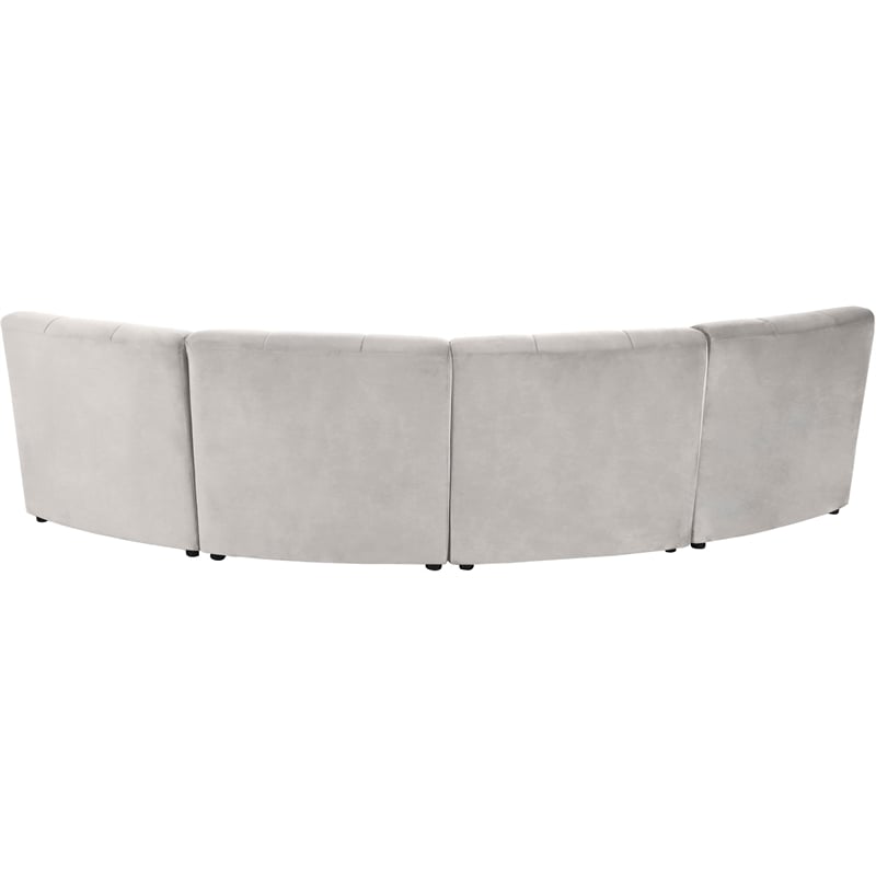 Meridian Furniture Limitless Cream Velvet Modular 4 Piece Sectional