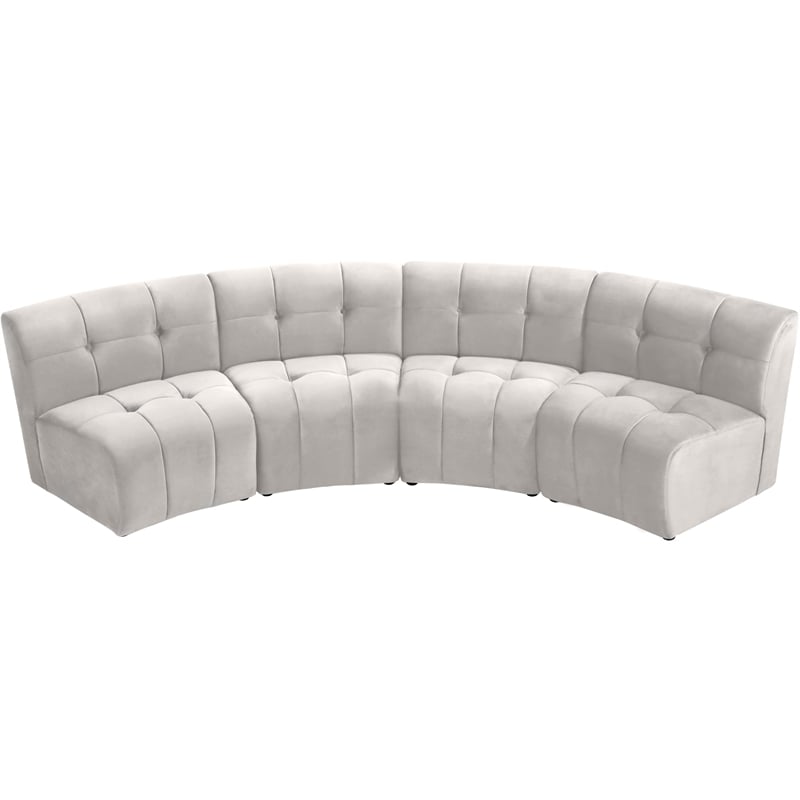 Meridian Furniture Limitless Cream Velvet Modular 4 Piece Sectional