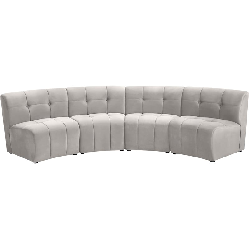 Meridian Furniture Limitless Cream Velvet Modular 4 Piece Sectional