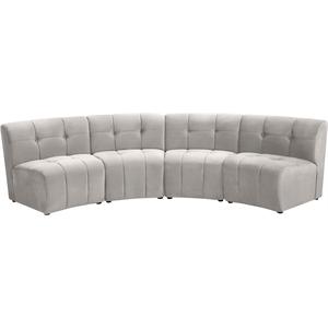 Meridian Furniture Limitless Cream Velvet Modular 4 Piece Sectional