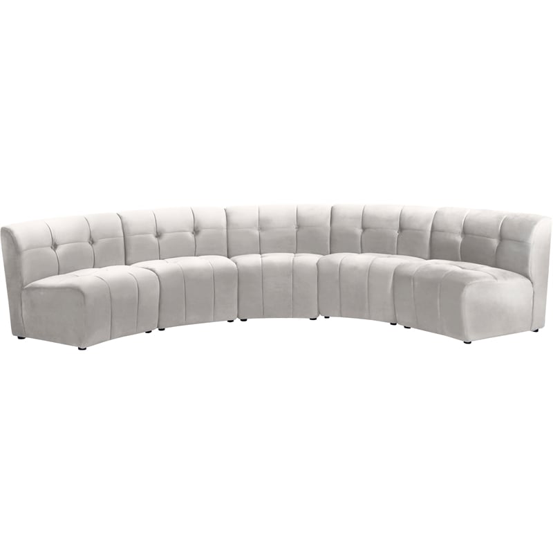 Meridian Furniture Limitless Cream Velvet Modular 5 Piece Sectional